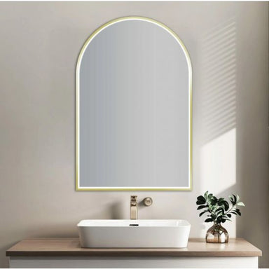 Arch 3 Color Lighting Brushed Gold Aluminum Framed Front Hidden LED Mirror with Touch Sensor Switch