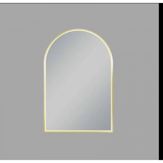 600*900mm Arch 3 Color Lighting Brushed Gold Aluminum Framed Front Hidden LED Mirror with Touch Sensor Switch