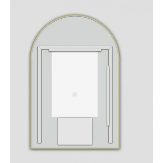 600*900mm Arch 3 Color Lighting Brushed Gold Aluminum Framed Front Hidden LED Mirror with Touch Sensor Switch