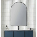 600*900mm Arch 3 Color Lighting Matte Black Aluminum Framed Front Hidden LED Mirror with Touch Sensor Switch