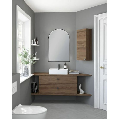 600*900mm Arch 3 Color Lighting Matte Black Aluminum Framed Front Hidden LED Mirror with Touch Sensor Switch