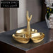 Unique Golden Brass Palm Leaf Decorative Plate for Console Table Dish
