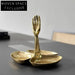 Unique Golden Brass Palm Leaf Decorative Plate for Console Table Dish