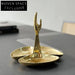 Unique Golden Brass Palm Leaf Decorative Plate for Console Table Dish