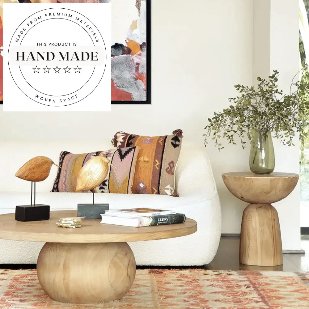 Unique Handcrafted Solid Wood Stool and Decorative Side Table