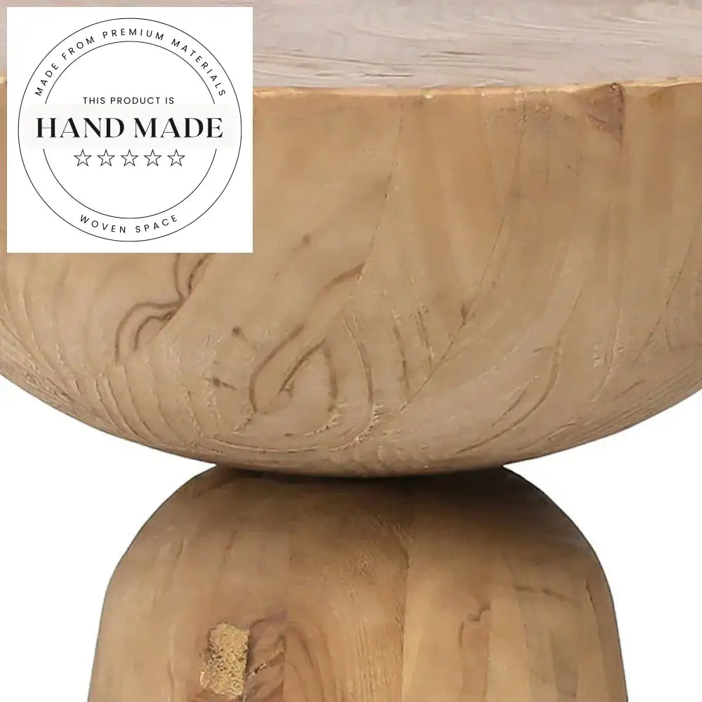 Unique Handcrafted Solid Wood Stool and Decorative Side Table