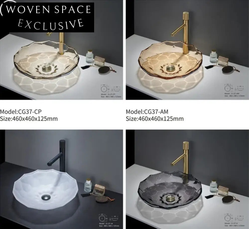 Unique Handcrafted Tempered Glass Oval Countertop Bathroom Vessel Sink