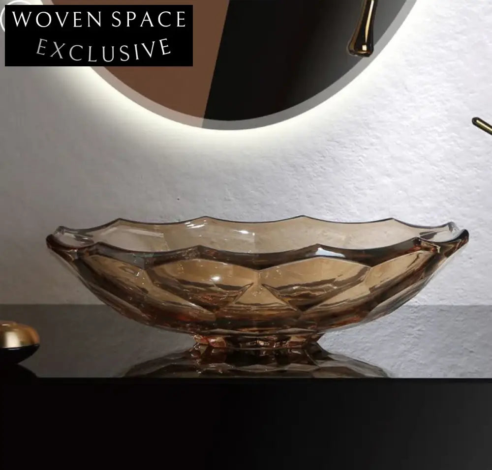 Unique Handcrafted Tempered Glass Oval Countertop Bathroom Vessel Sink
