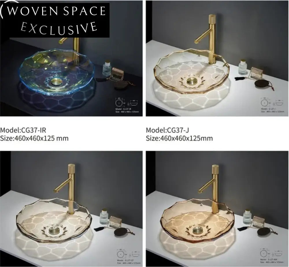 Unique Handcrafted Tempered Glass Oval Countertop Bathroom Vessel Sink