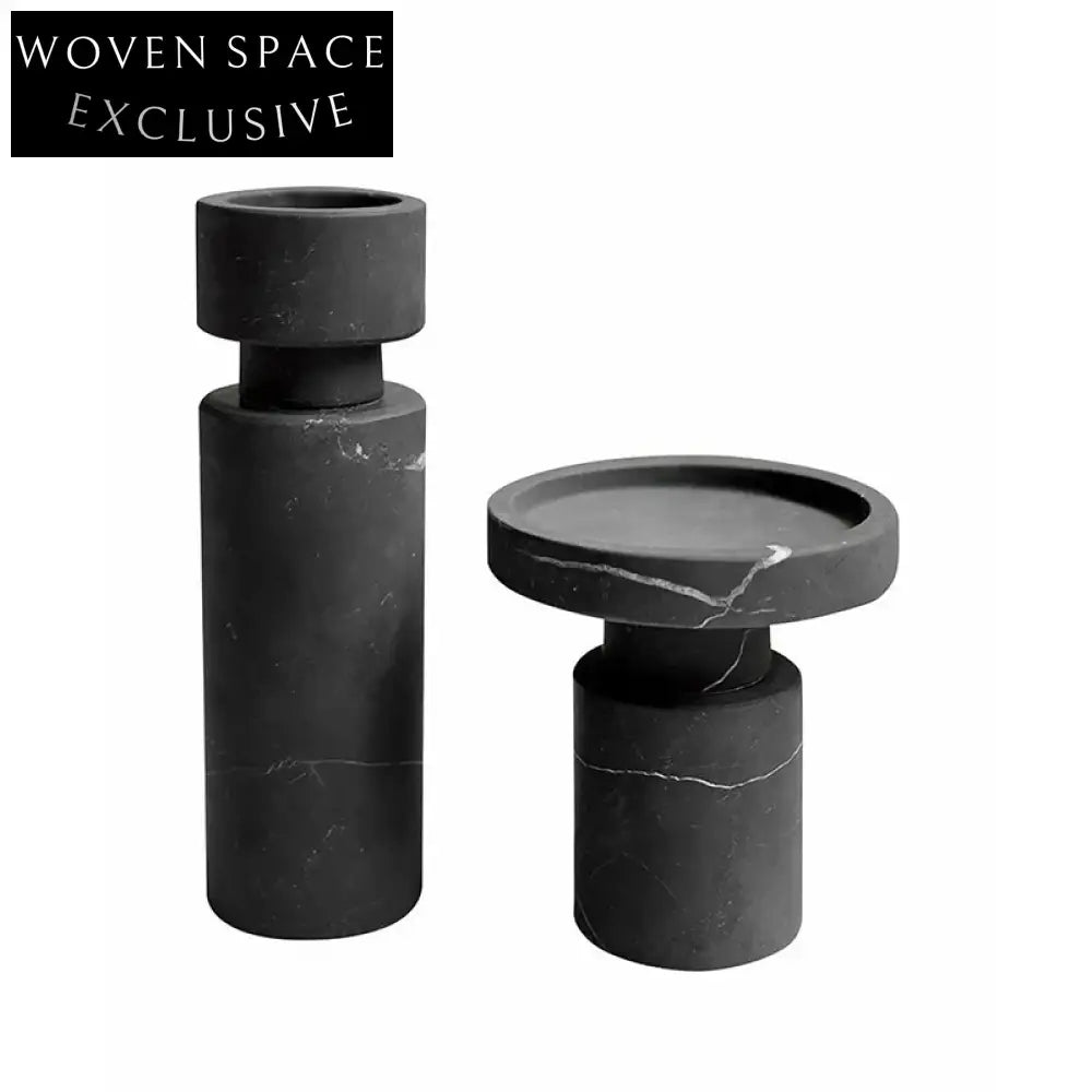 Unique Handmade Black Marble Candlestick Holder for Elegant Home Decor