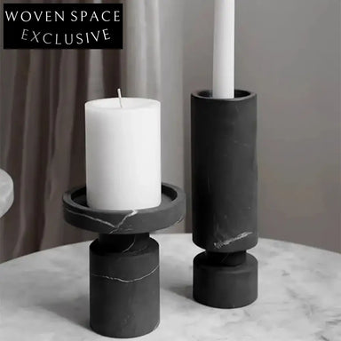 Unique Handmade Black Marble Candlestick Holder for Elegant Home Decor