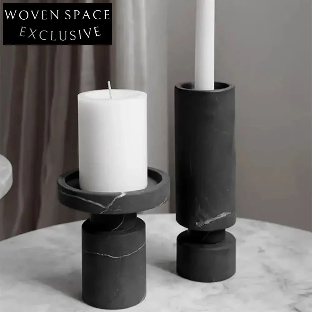 Unique Handmade Black Marble Candlestick Holder for Elegant Home Decor