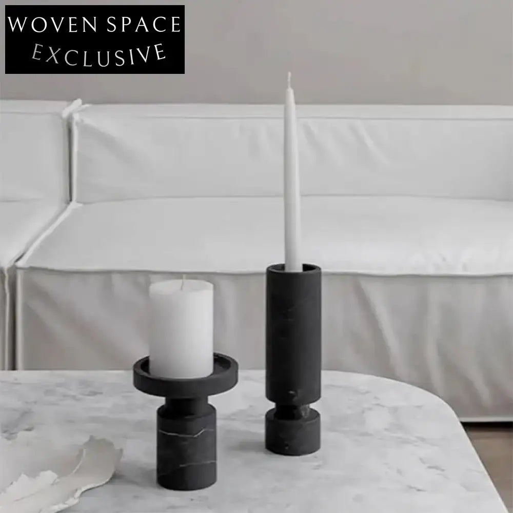 Unique Handmade Black Marble Candlestick Holder for Elegant Home Decor