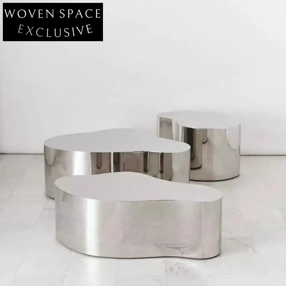 Unique Industrial Stainless Steel Irregular Metal Living Room Coffee Table