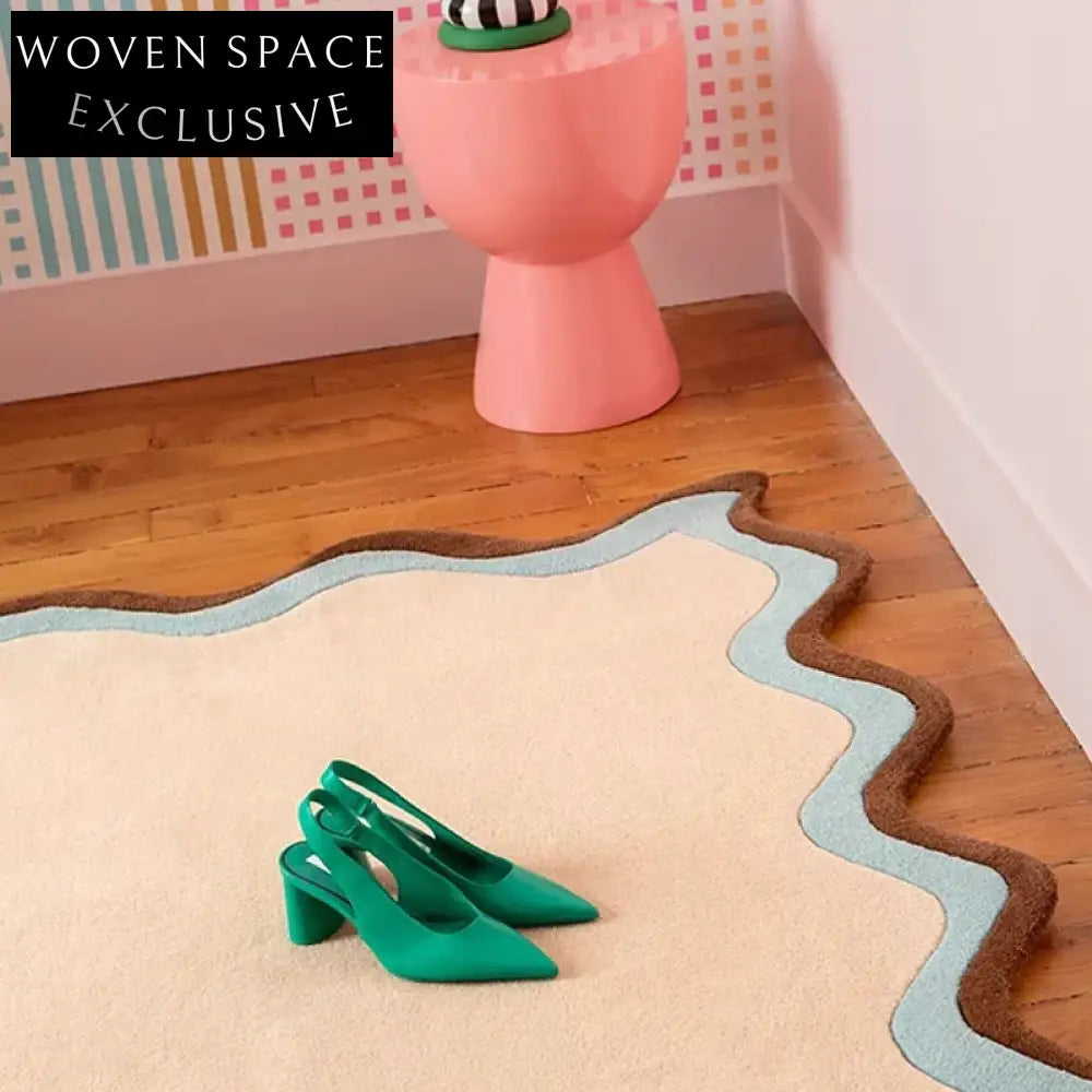 Unique Irregular Shaped Polyester Area Rug for Chic Living Room Bedroom