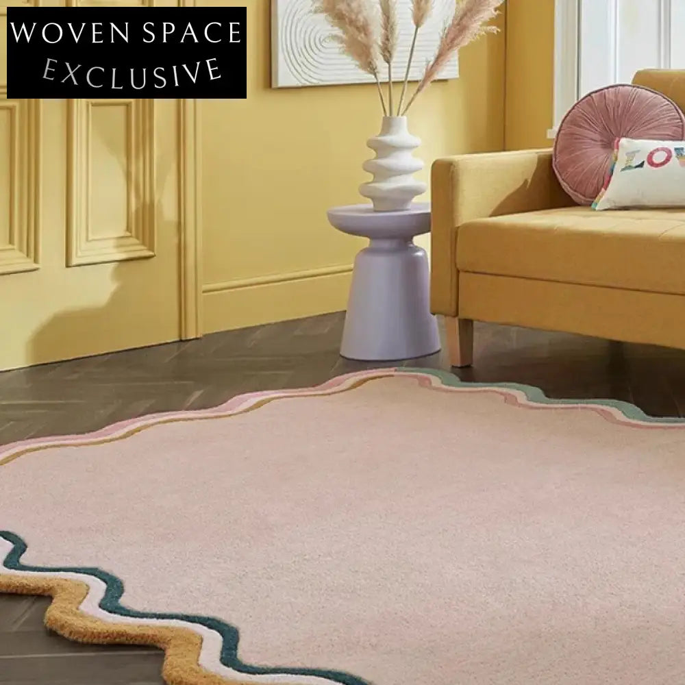 Unique Irregular Shaped Polyester Area Rug for Chic Living Room Bedroom