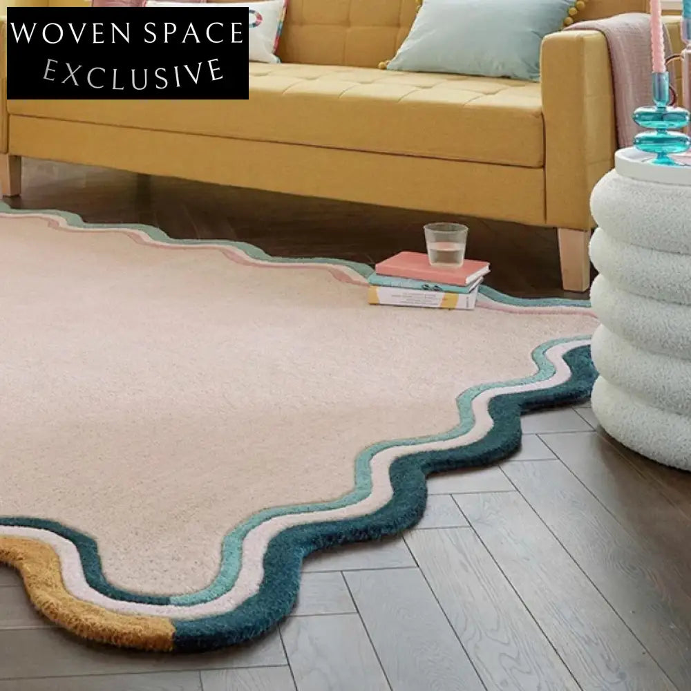 Unique Irregular Shaped Polyester Area Rug for Chic Living Room Bedroom