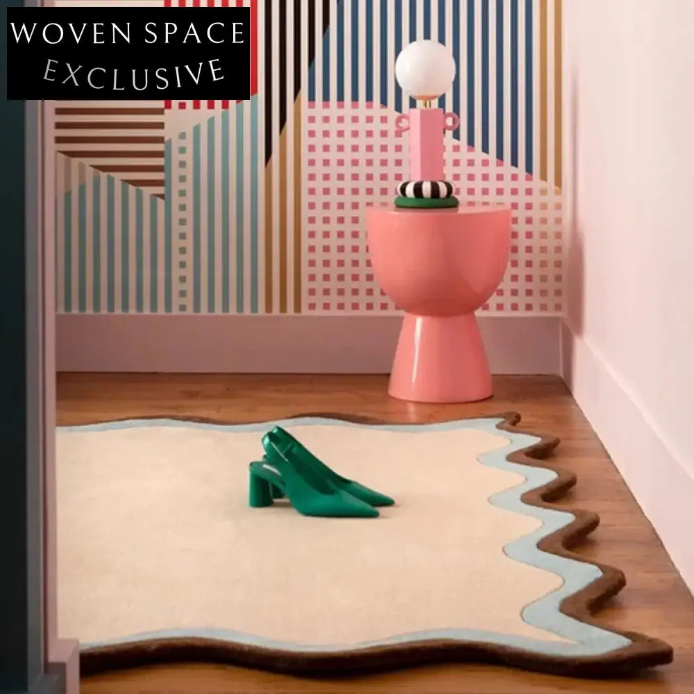 Unique Irregular Shaped Polyester Area Rug for Chic Living Room Bedroom