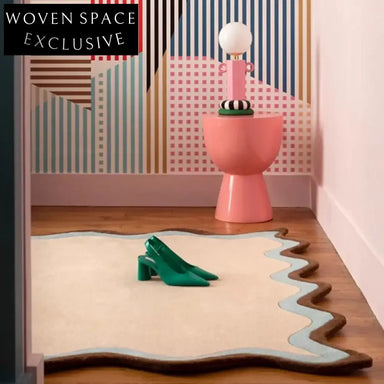 Unique Irregular Shaped Polyester Area Rug for Chic Living Room Bedroom