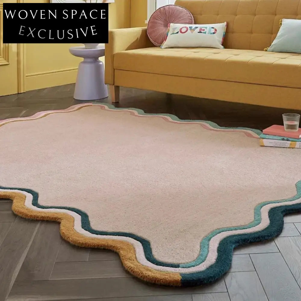 Unique Irregular Shaped Polyester Area Rug for Chic Living Room Bedroom