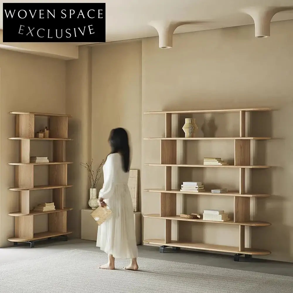 Unique Modern Ash Wood Bookshelf, Living Room Storage, Decorative Display Cabinet