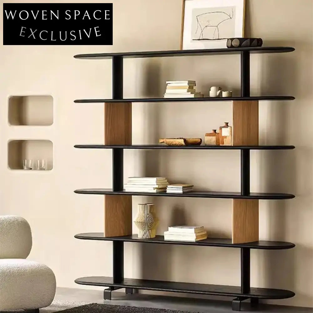 Unique Modern Ash Wood Bookshelf, Living Room Storage, Decorative Display Cabinet