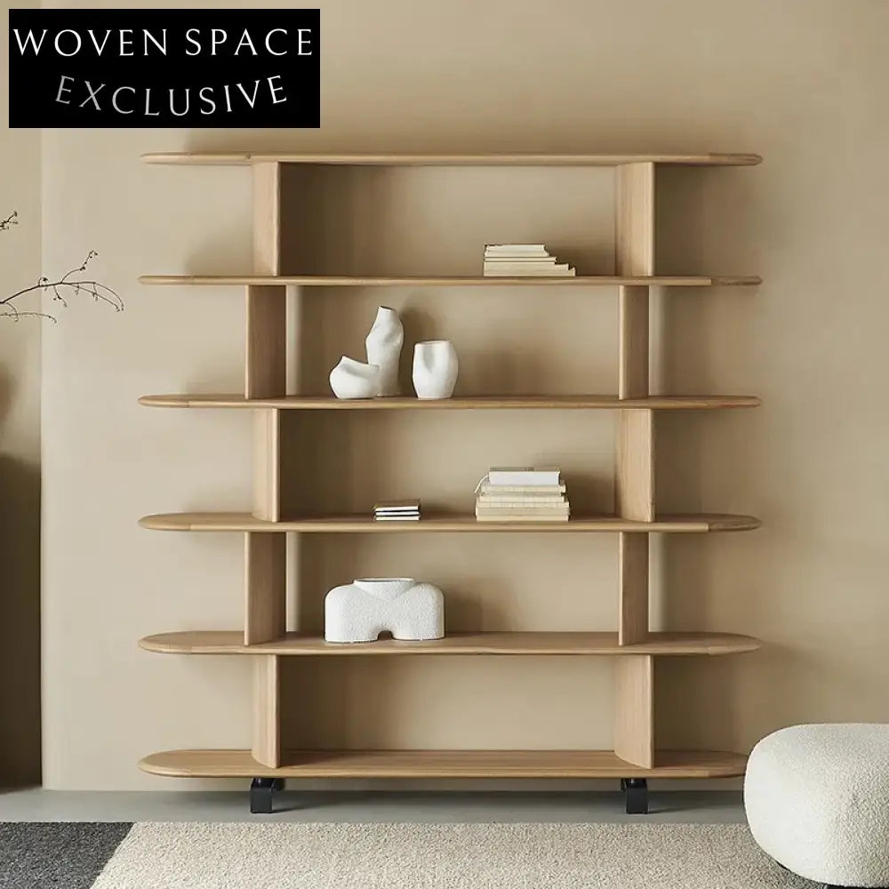 Unique Modern Ash Wood Bookshelf, Living Room Storage, Decorative Display Cabinet