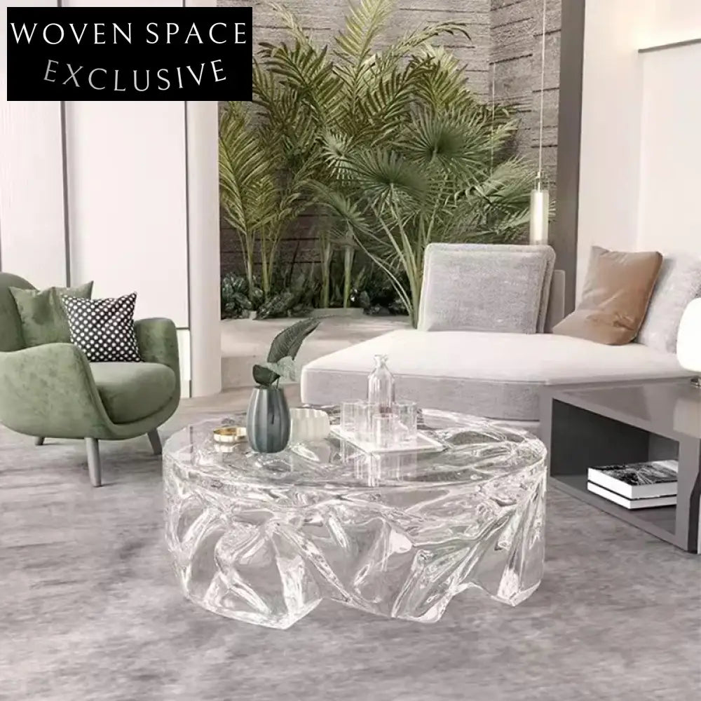Unique Transparent Epoxy Resin Waterfall Coffee Table for Living Room Art