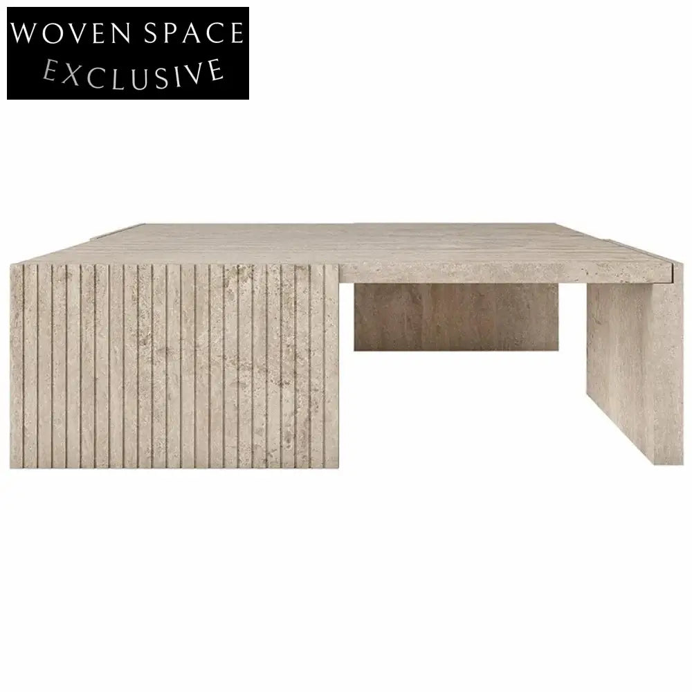 Unique Travertine Marble Hole Top Coffee Table for Modern Living Rooms