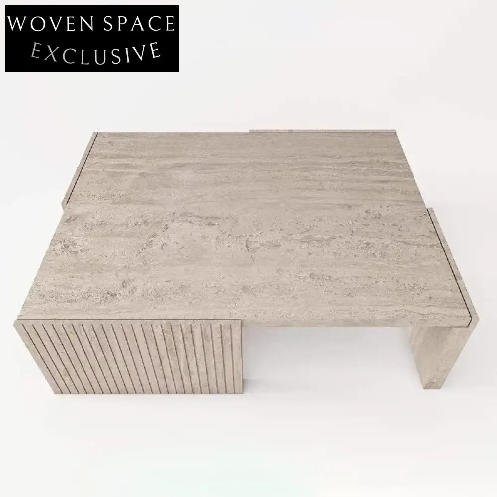 Unique Travertine Marble Hole Top Coffee Table for Modern Living Rooms