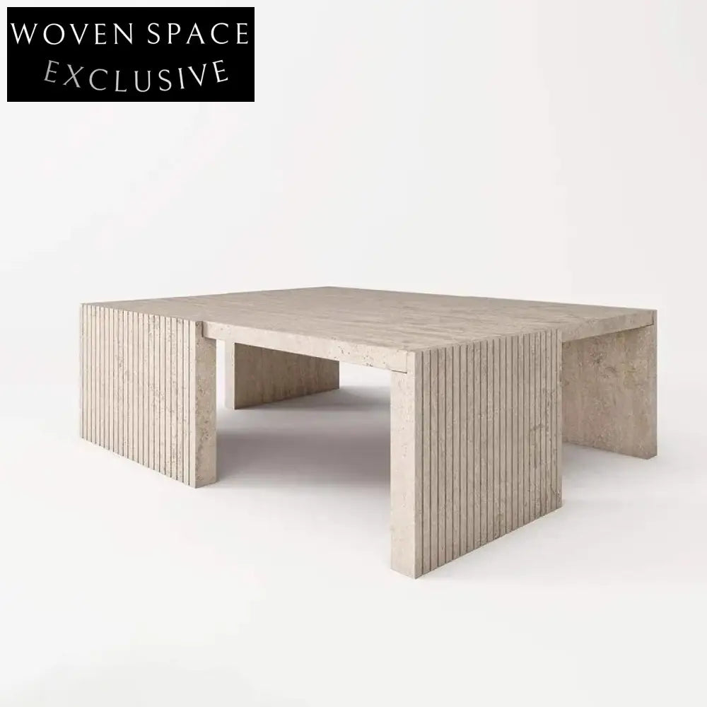 Unique Travertine Marble Hole Top Coffee Table for Modern Living Rooms