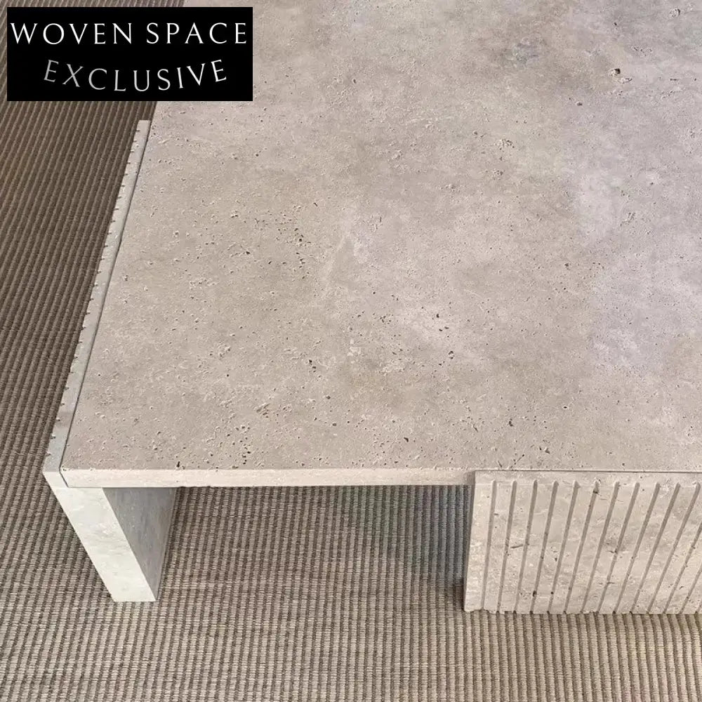 Unique Travertine Marble Hole Top Coffee Table for Modern Living Rooms