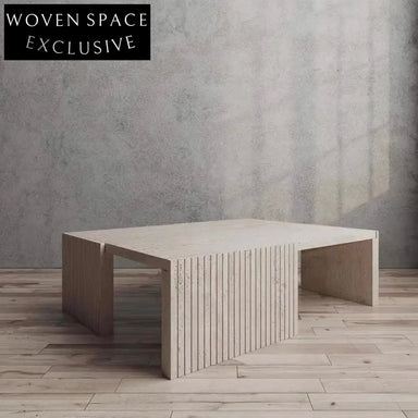 Unique Travertine Marble Hole Top Coffee Table for Modern Living Rooms