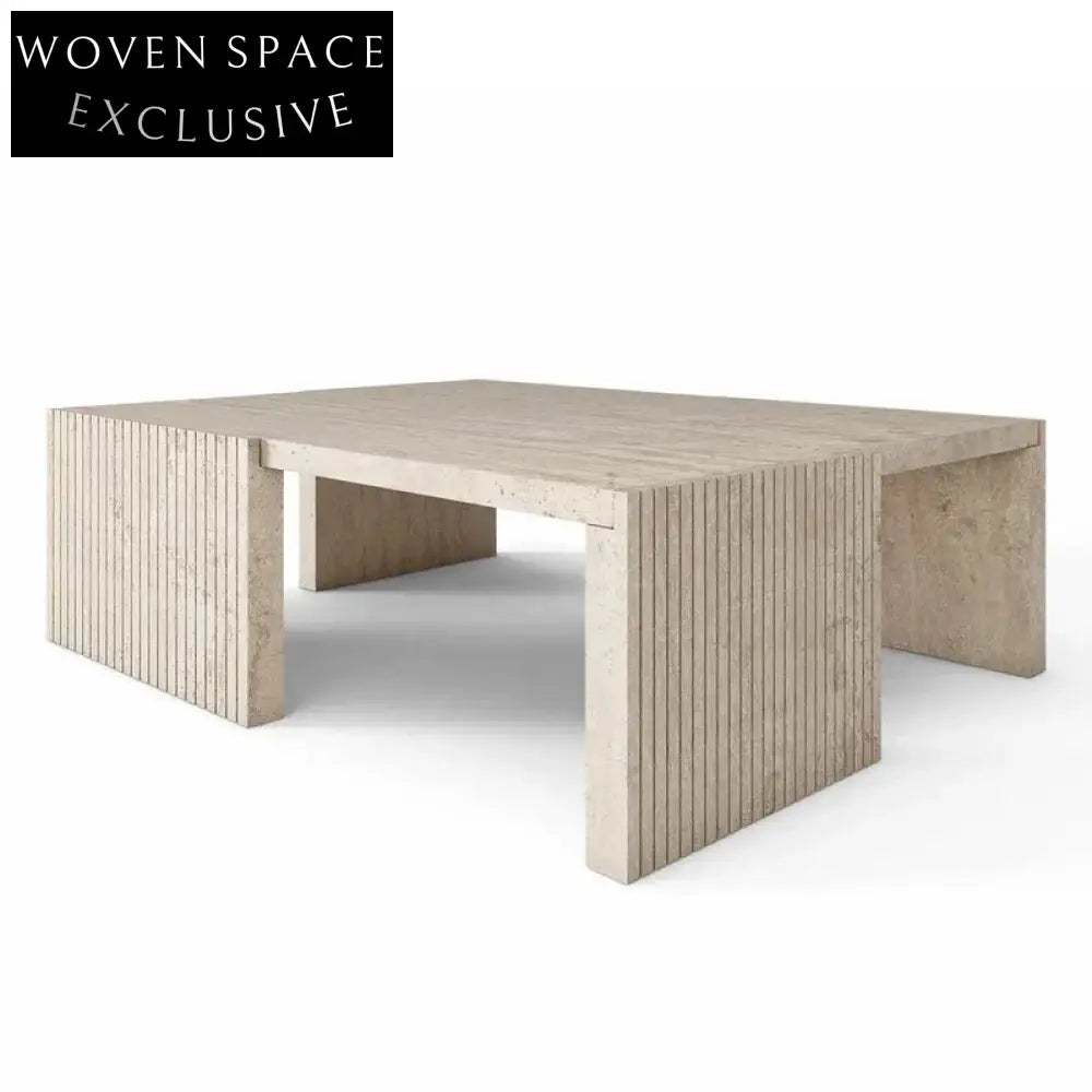 Unique Travertine Marble Hole Top Coffee Table for Modern Living Rooms