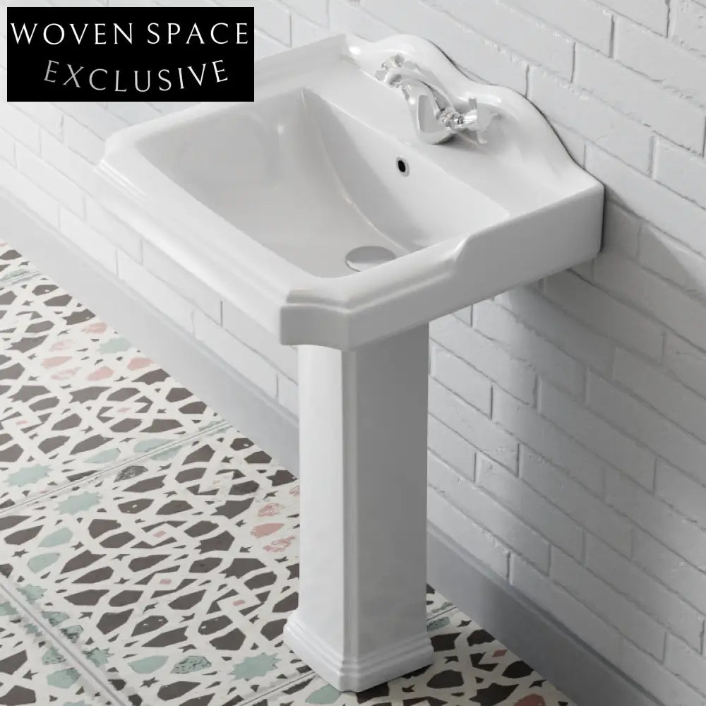 UPC export to the UK original British retro ceramic pedestal basin single hole floor-standing wash basin Silver single