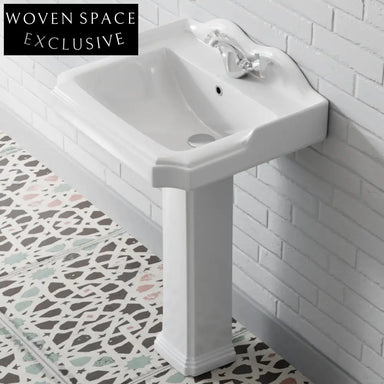 UPC export to the UK original British retro ceramic pedestal basin single hole floor-standing wash basin Silver single