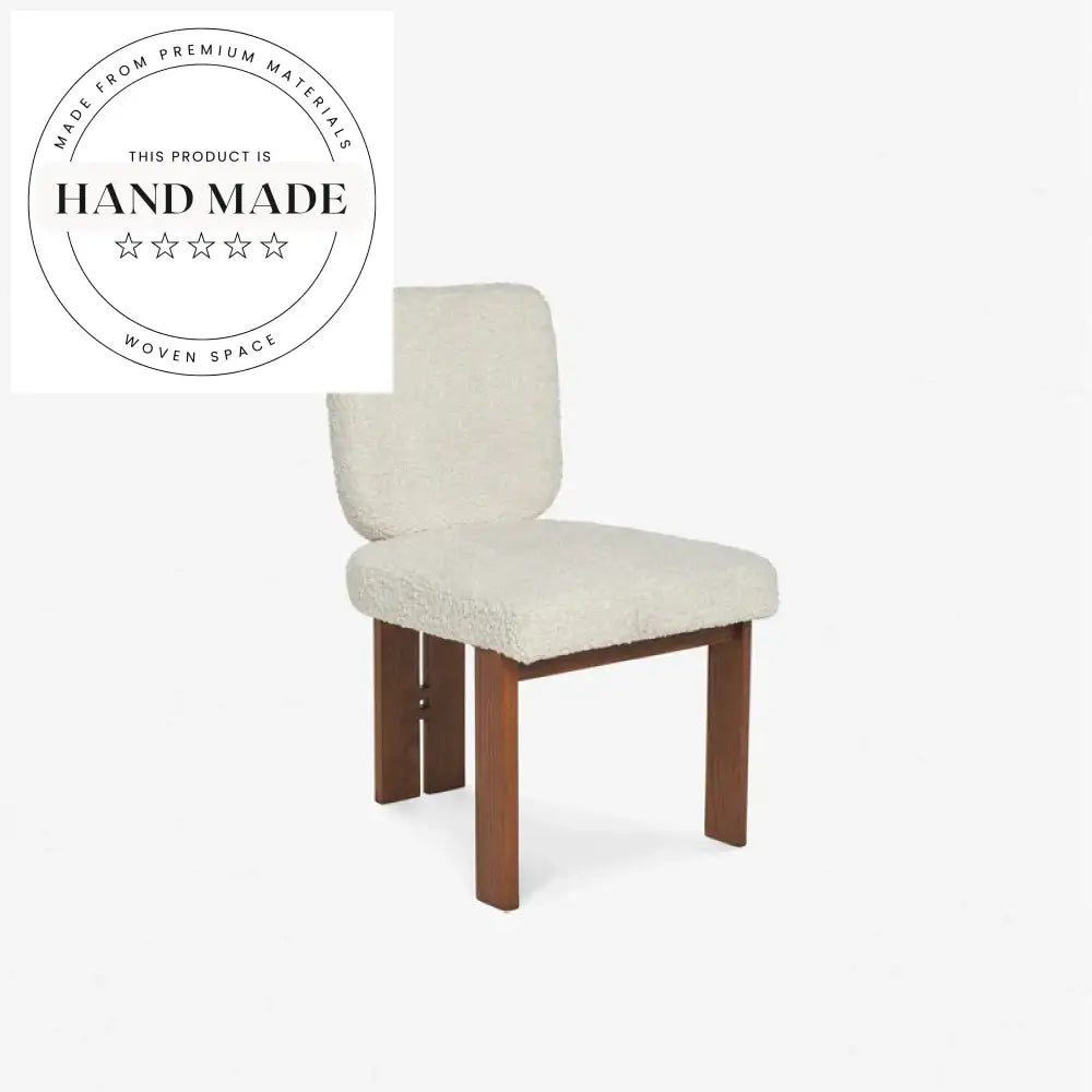 Upholstered Luxury White Wool Fabric Modern Oak Wood Dining Chair