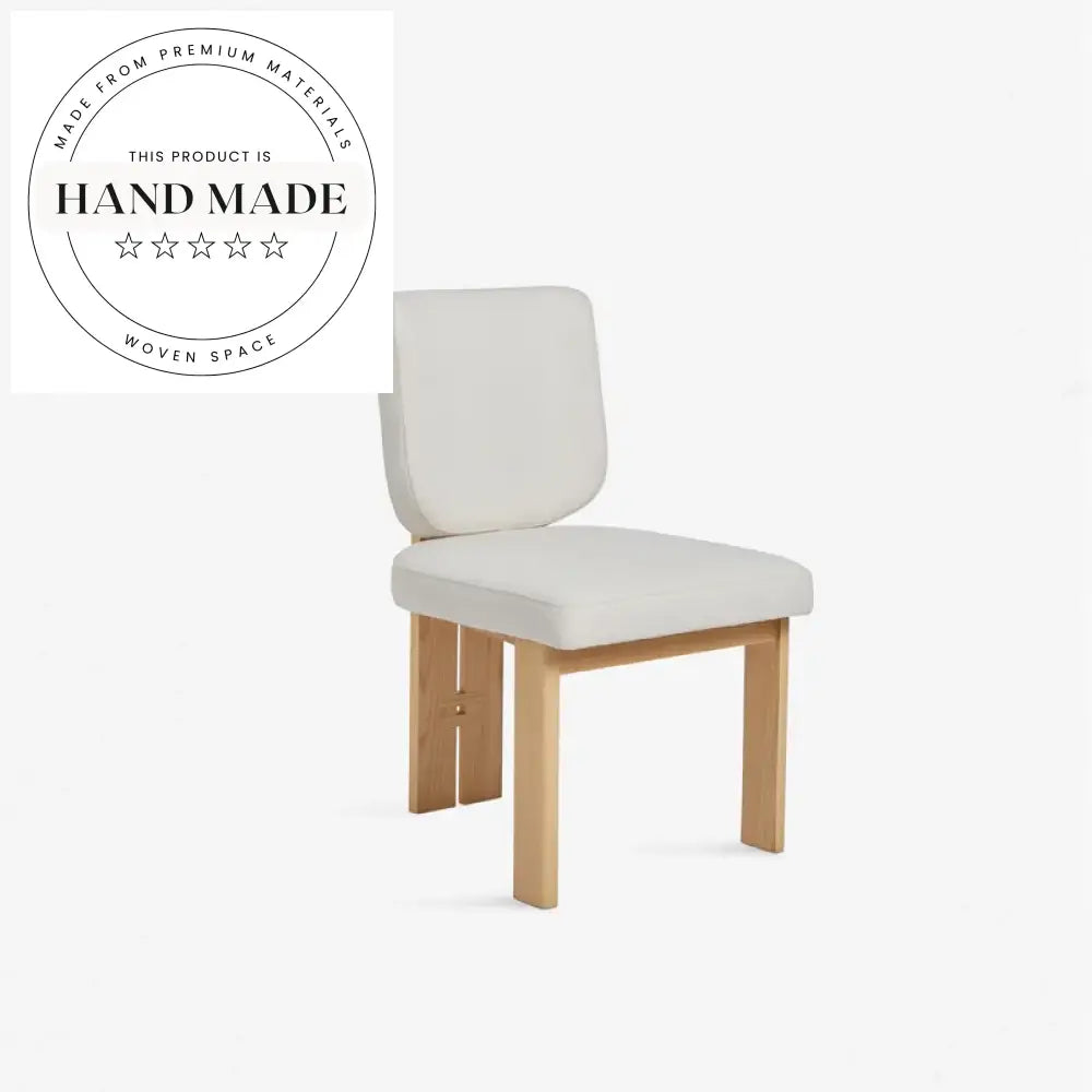 Upholstered Luxury White Wool Fabric Modern Oak Wood Dining Chair