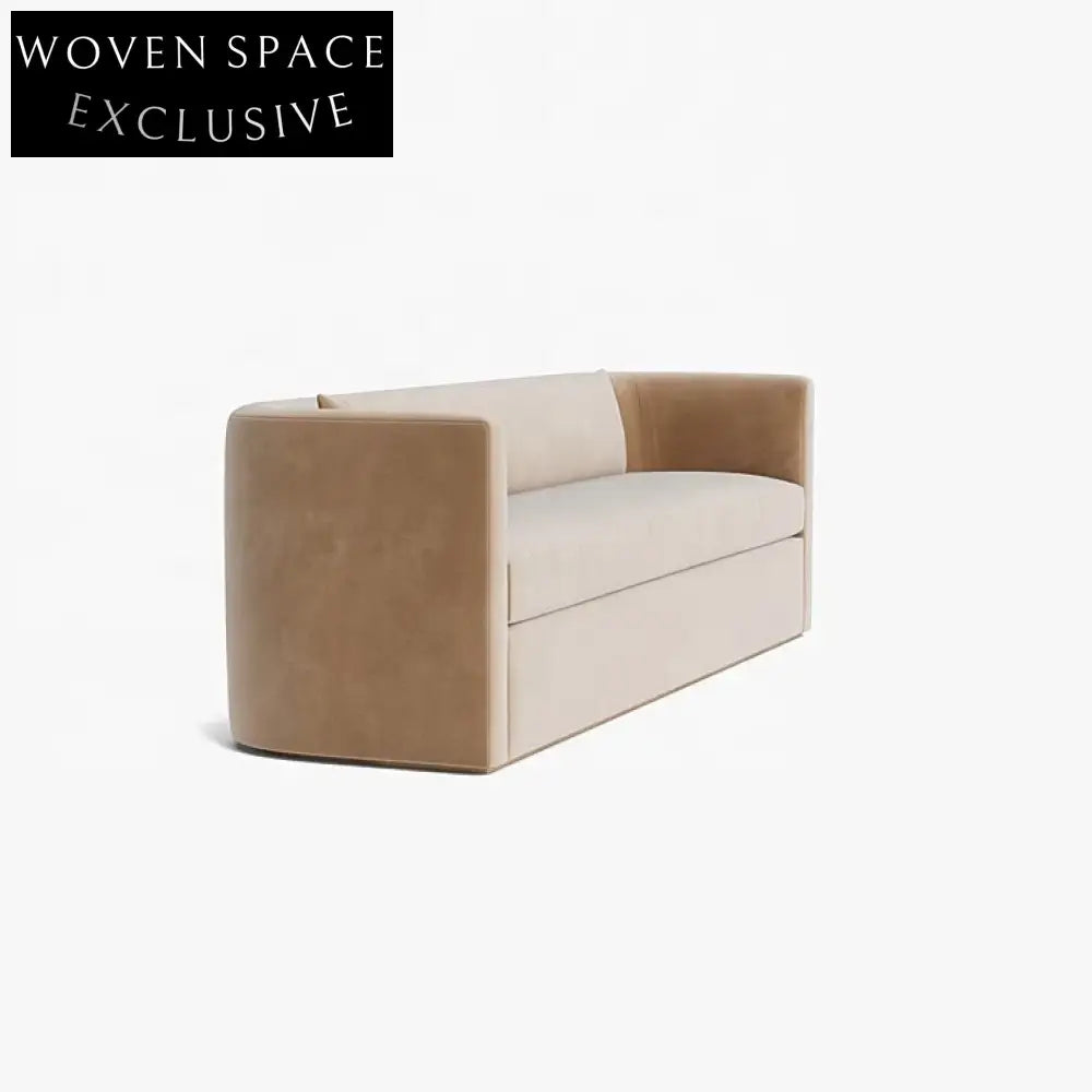 Luxurious Velvet Curved Sofa: Modern Living Room Wooden Frame Couch Design