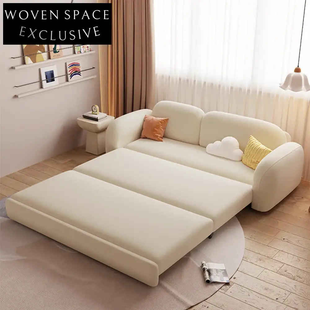 Velvet Fabric Folding Sofa Bed for Living Room, Space-Saving Convertible Lounger