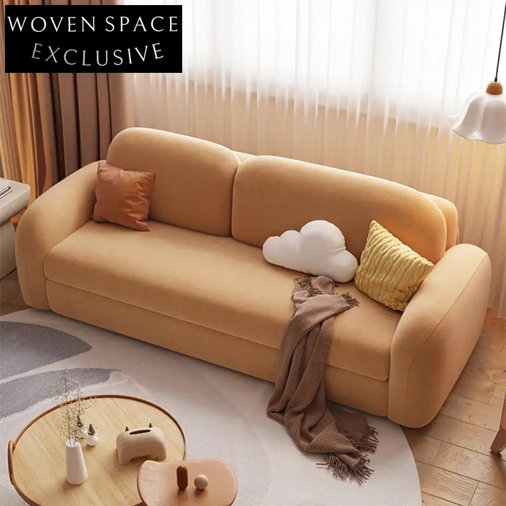 Velvet Fabric Folding Sofa Bed for Living Room, Space-Saving Convertible Lounger