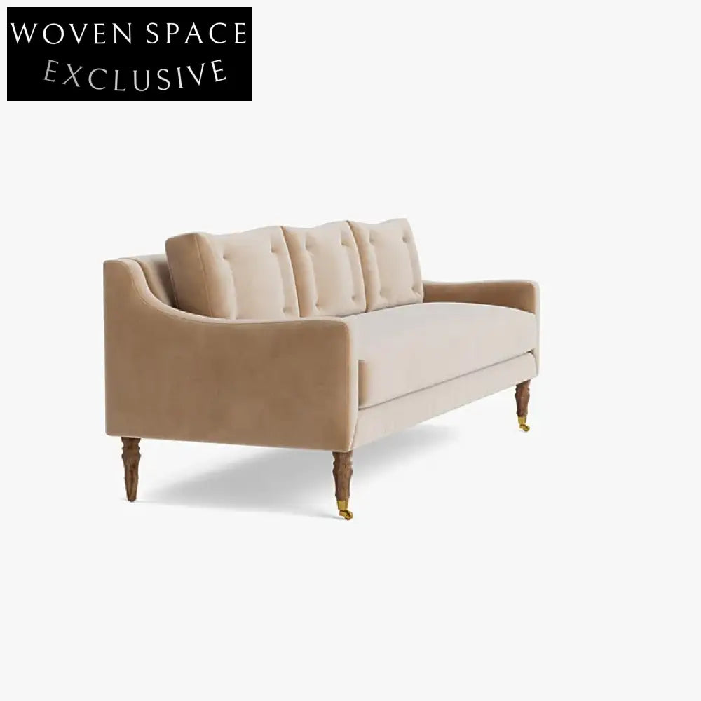 Luxurious Velvet Tufted 3-Seat Sofa for Living Room, Hotel & Wedding Events