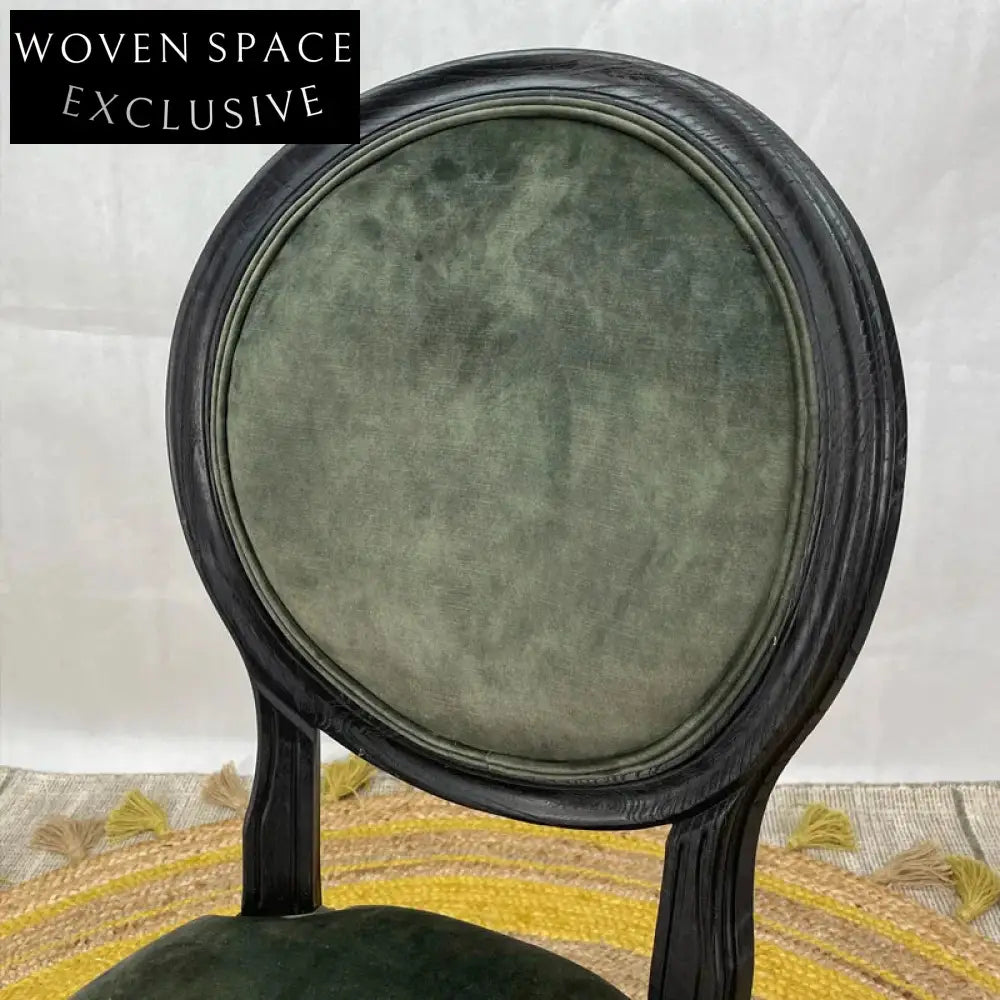 French Classic Solid Oak Louis Velvet Bar Stool Dining Chair