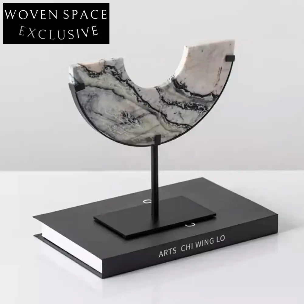 Venetian Elegance Moon-Shape Marble Art Decor Piece for Home or Hotel