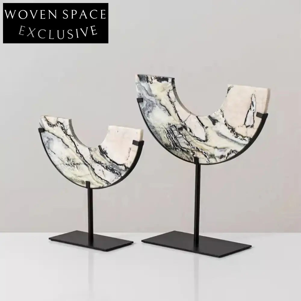 Venetian Elegance Moon-Shape Marble Art Decor Piece for Home or Hotel