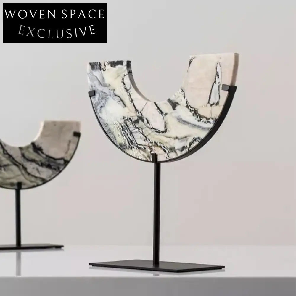 Venetian Elegance Moon-Shape Marble Art Decor Piece for Home or Hotel