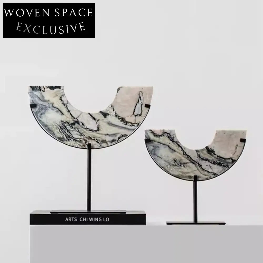 Venetian Elegance Moon-Shape Marble Art Decor Piece for Home or Hotel