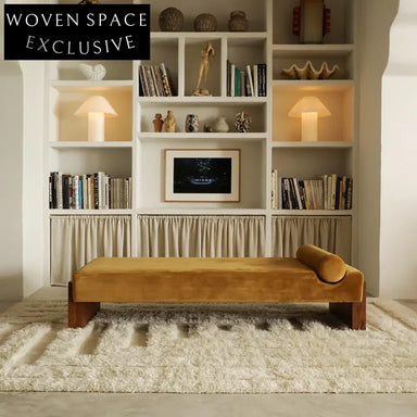 Versatile Midcentury Velvet Day Bed Bench with Tufted Design and Wood Legs