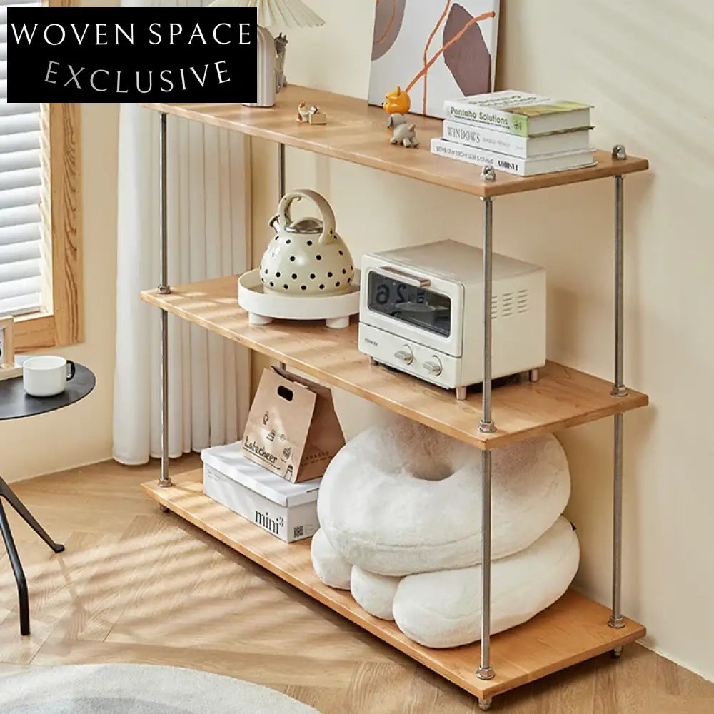 Versatile Modern 5-Layer Tall Ash Wood Metal Frame Storage Shelf Cabinet