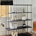 Versatile Modern 5-Layer Tall Ash Wood Metal Frame Storage Shelf Cabinet